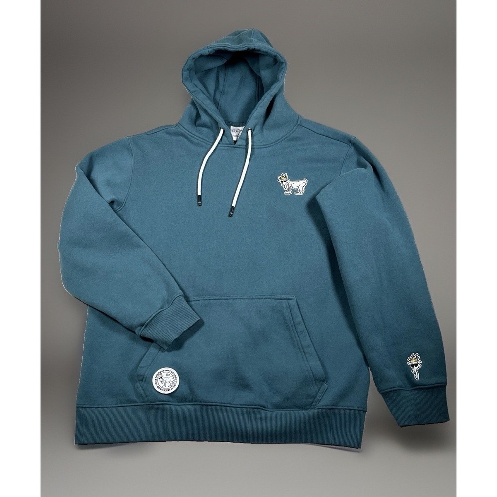 GOAT USA Hoodie Mens Large Teal Pullover Embroidered Logo Sweatshirt